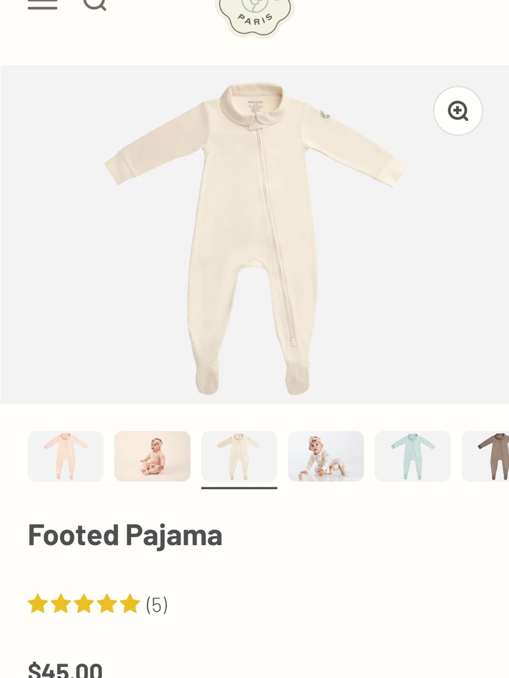 Mon Chou organic cotton footed pajama 6-9 months new